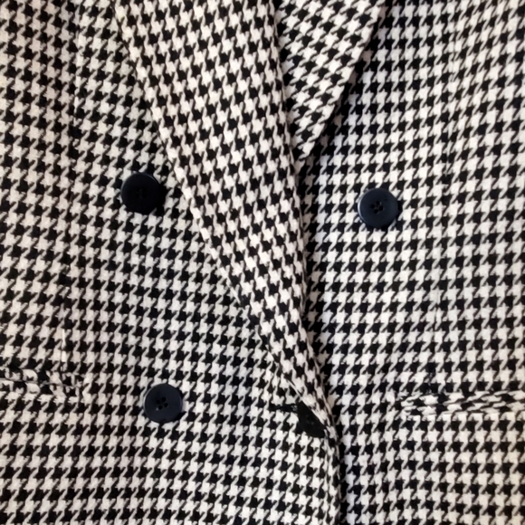 Medium Vintage 90's Black & Off-White Houndstooth Double Breasted Jacket Blazer - Picture 9 of 9
